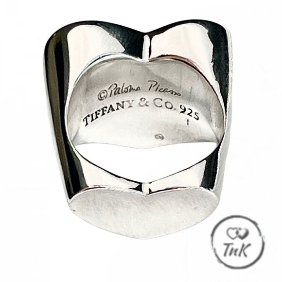 Like New Tiffany & Co Paloma Picasso Double Modern Heart Ring - Silver - sz 7 - Picture 12 of 15